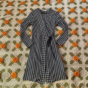 Tory Burch Classic Blue, Black and White Wrap Dress, size M